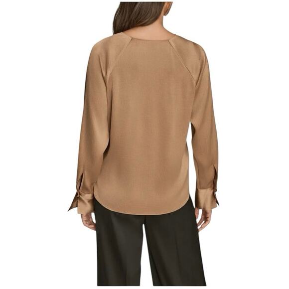 NWT Donna Karan Hammered Satin Top in Silver Size XS - Picture 2 of 9